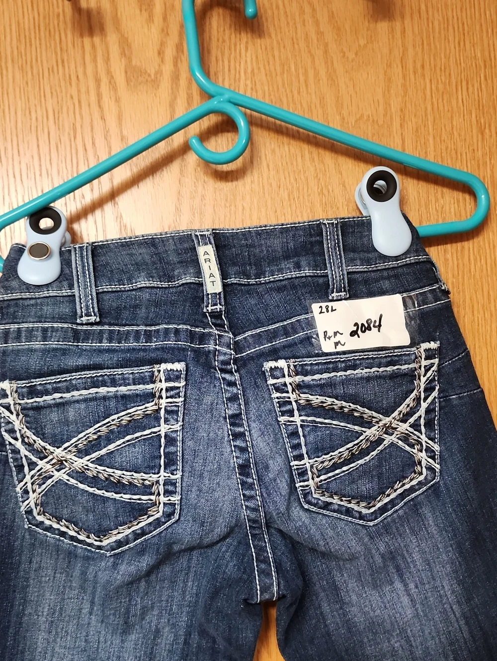 Ariat Women's Dark Blue Bootcut Jeans with Contrast Stitching 28L number 2084